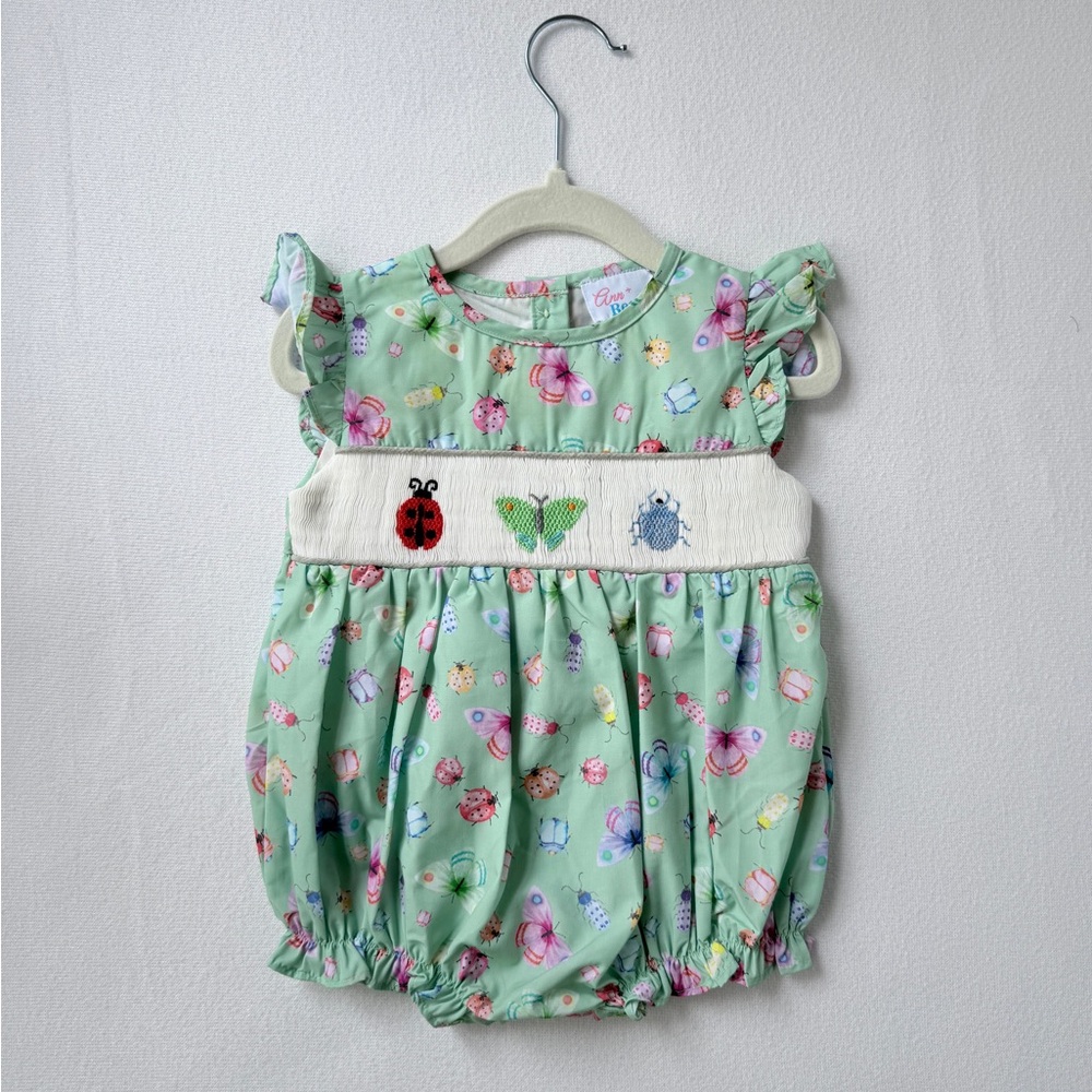 Ann + Reeves Hand Smocked Insect Bubble, 12M